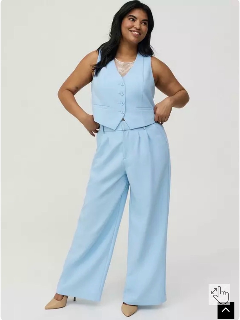 NWT Torrid Light Blue Wide-Leg Pants and Vest Set